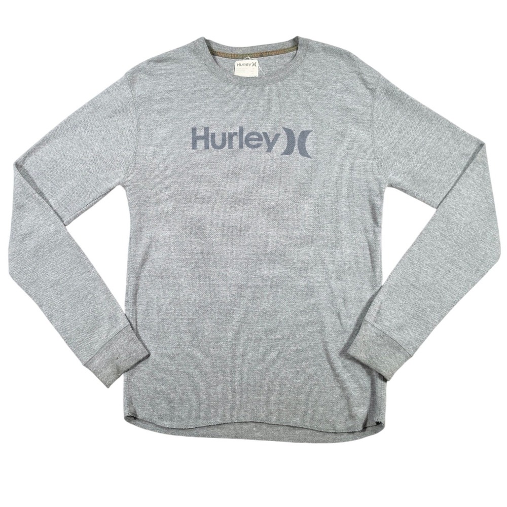 Hurley Thermal Waffle Knit Surf Long Sleeve Shirt Gray Mens XL‎